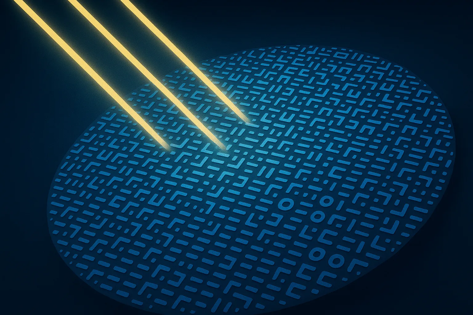 Close-up view of nanostructures used to shape light in a flat optical element.