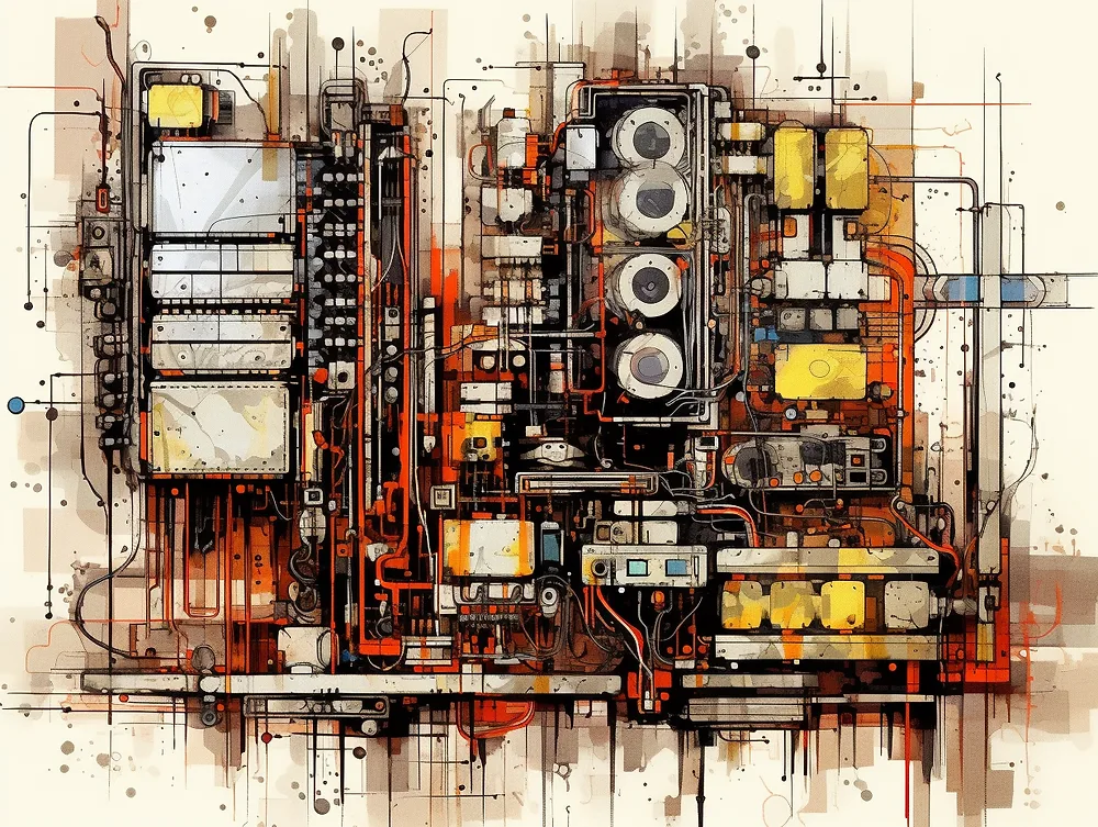 Programmable logic controller and industrial automation illustration.