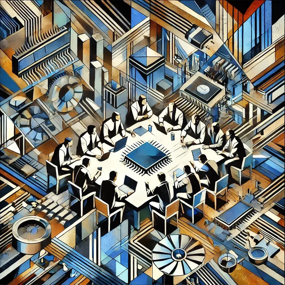 Semiconductor supply chain illustration.